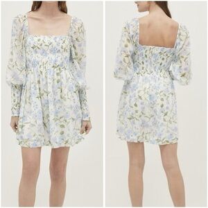 Hill House - The Grace Mini Nap Dress -
Blue Peony Bouquet Georgette